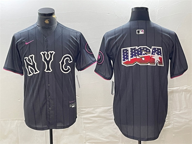Men's New York Mets Team Big Logo Graphite 2024 City Connect Limited Stitched Baseball Jersey Men's New York Mets Team Big Logo Graphite 2024 City Connect Limited Stitched Baseball Jersey